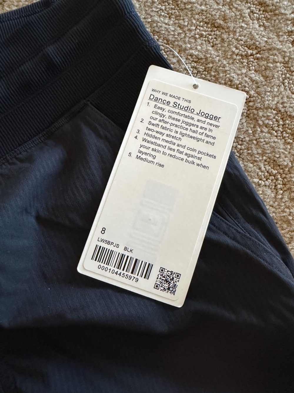NWT!! Lululemon Dance Studio Mid-Rise Jogger Full Length Black Sz 8 - Picture 7 of 8